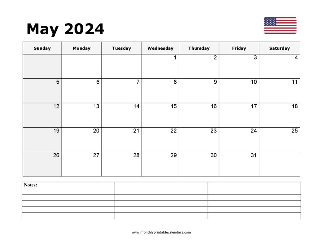 Free Printable May 2024 Calendar PDF Templates