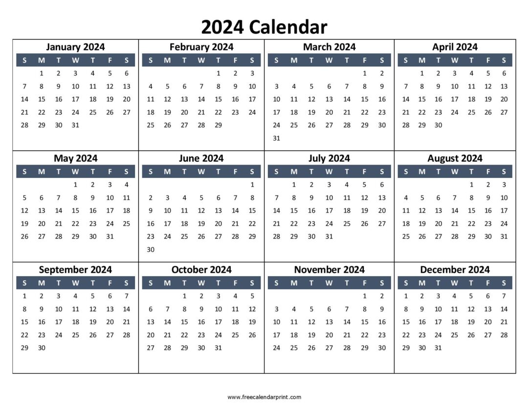 Free Printable 2024 Calendar Template (PDF, Word)