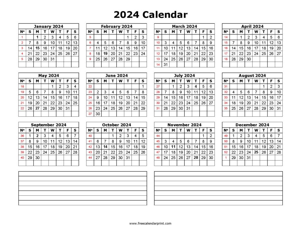 2024 Calendar Printable