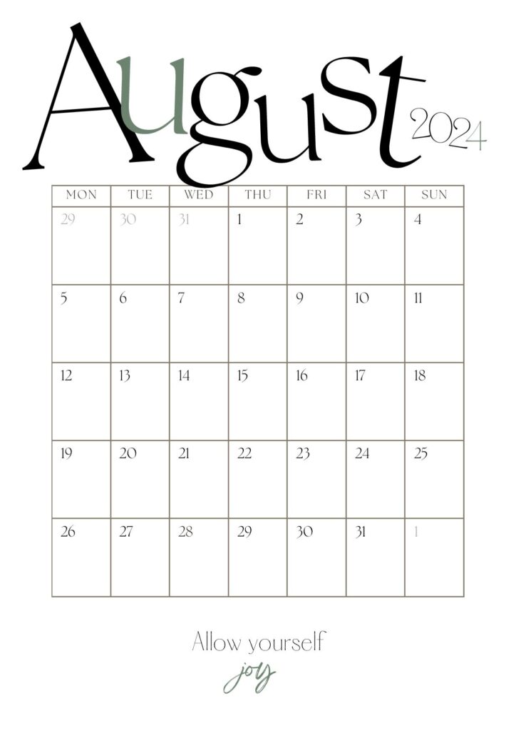 August 2024 Calendar Template