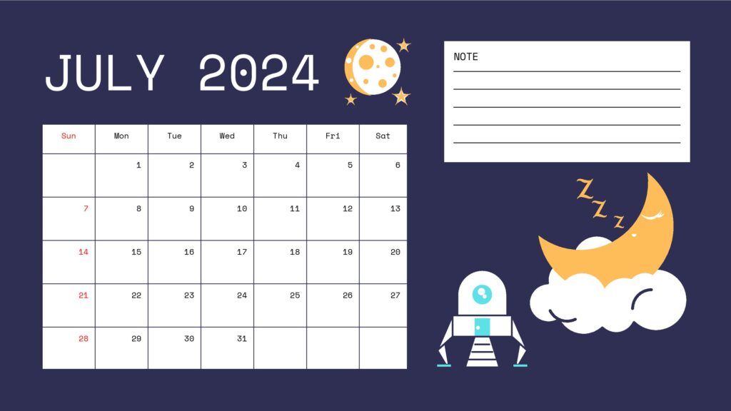 July 2024 Calendar Printable