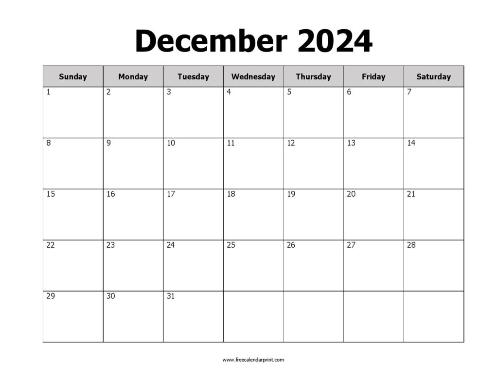 December 2024 Calendar Printable