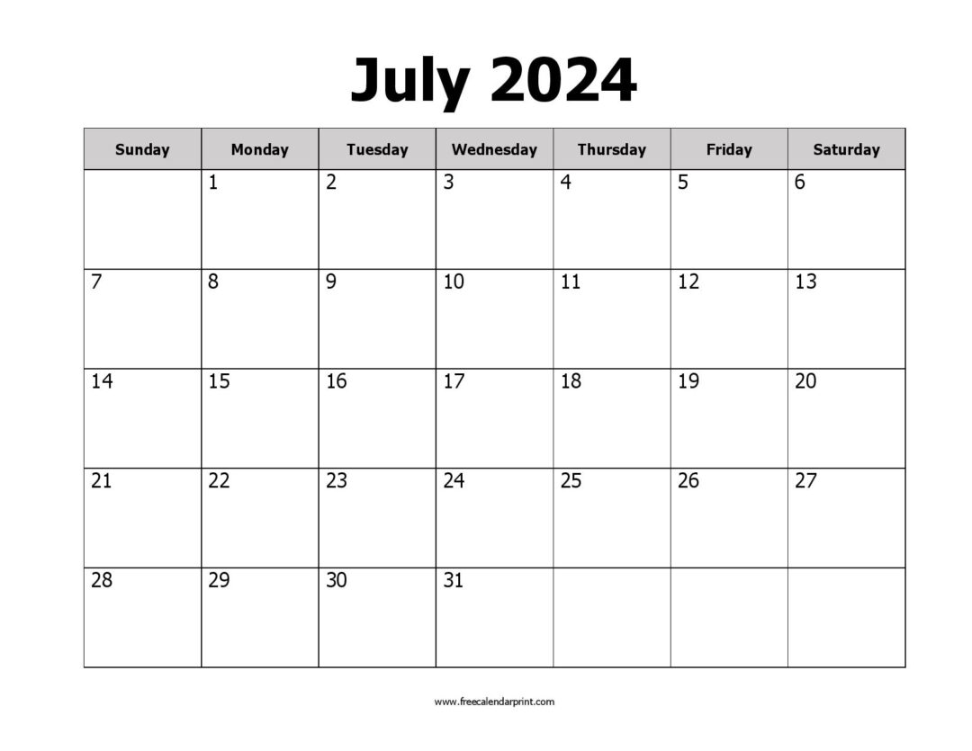 Free Printable July 2024 Calendar PDF Templates