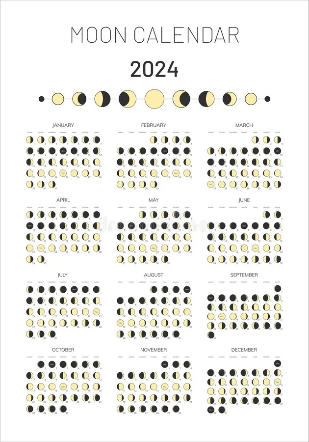 2024 Moon Phase Calendar (New, Full, Lunar Calendar)