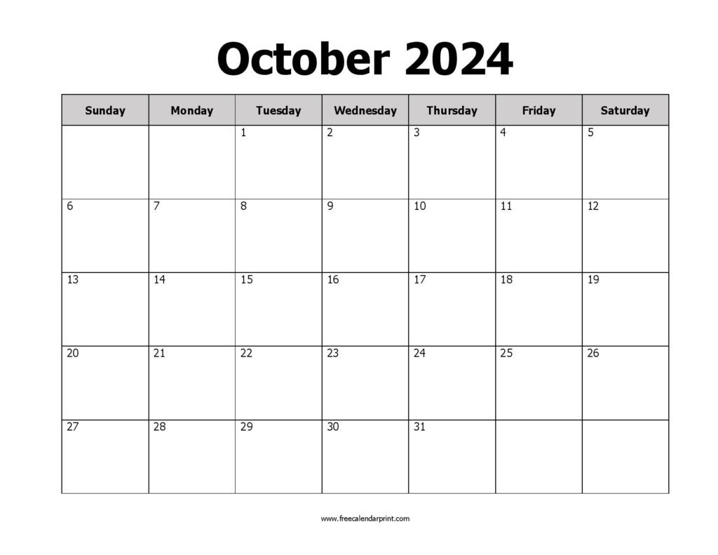 October 2024 Calendar