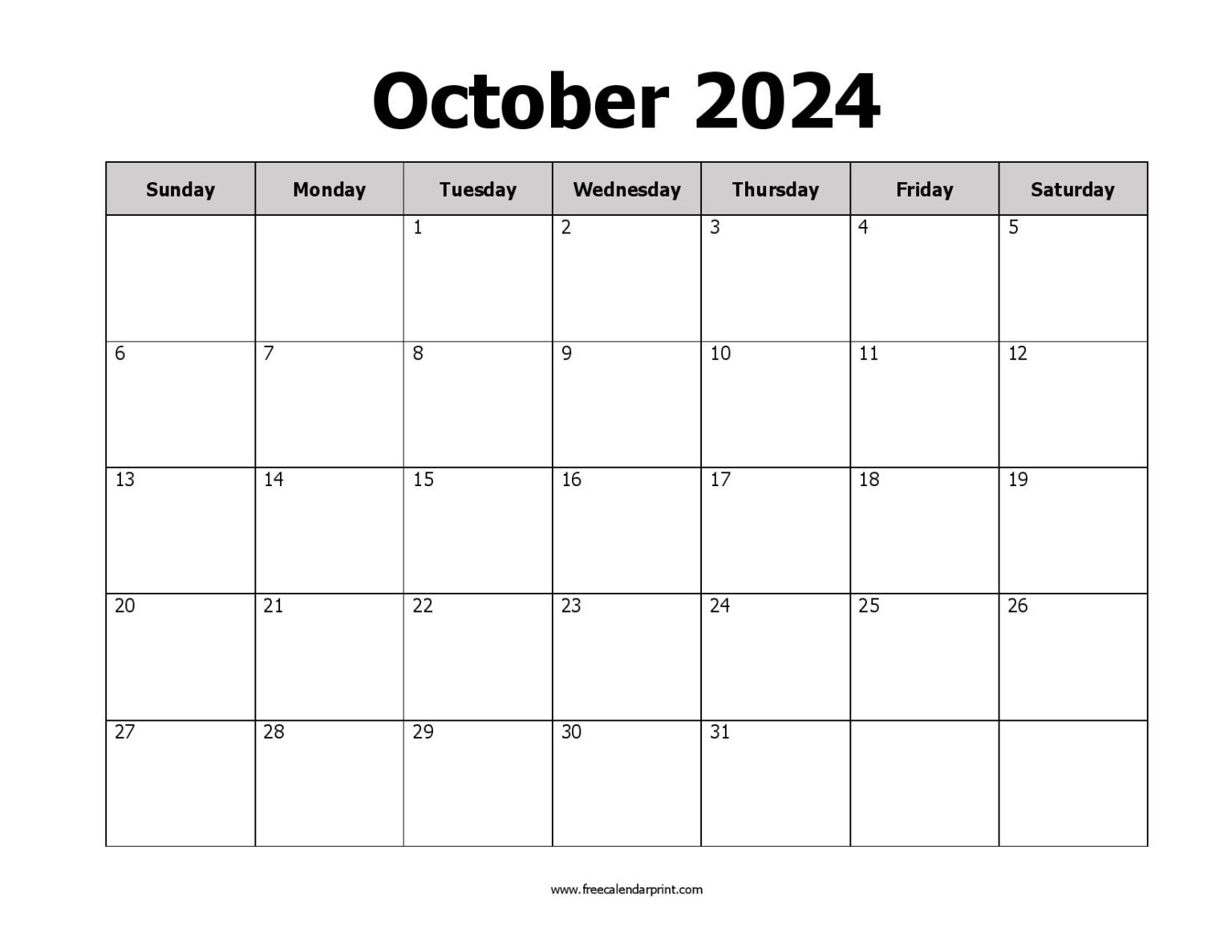 Free Printable October 2024 Calendar PDF Templates