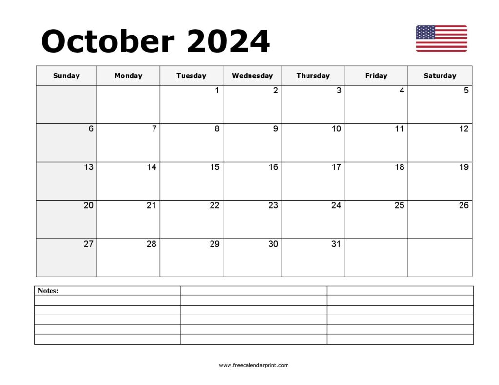 Free Printable October 2024 Calendar PDF Templates