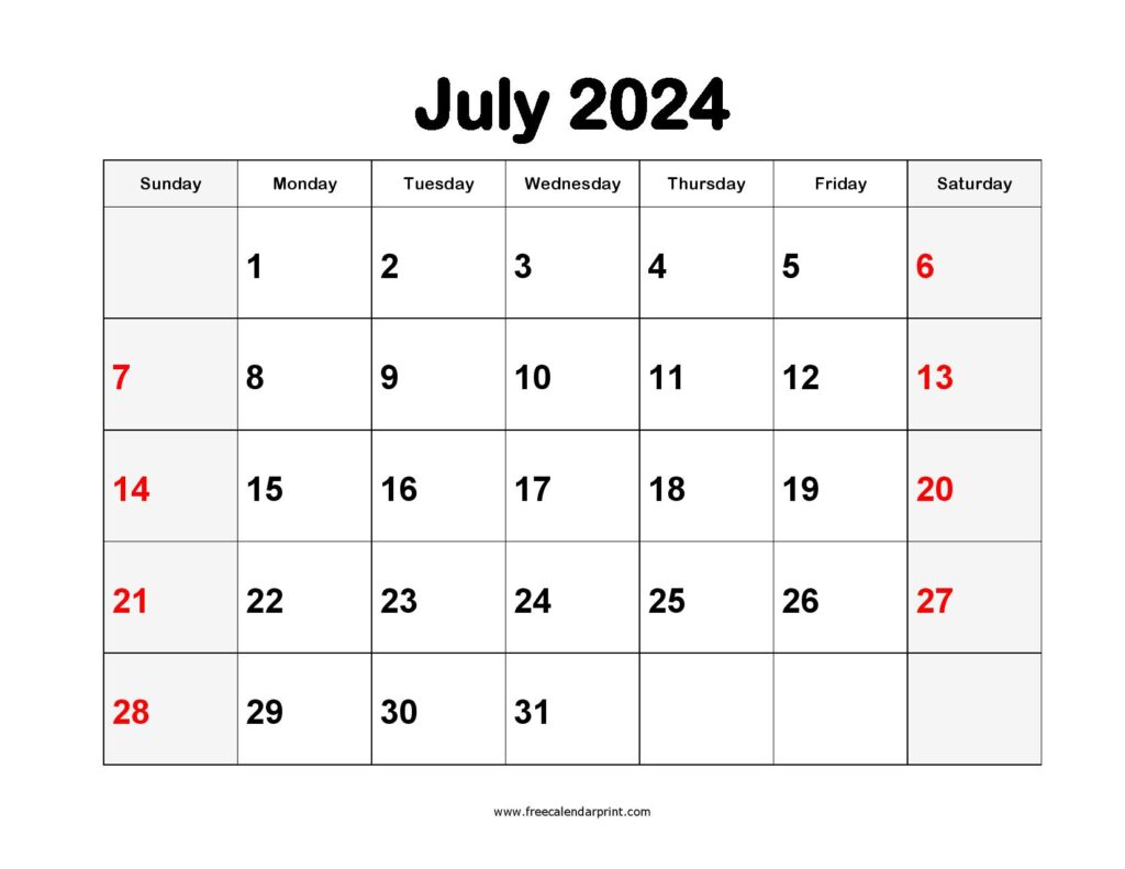 July 2024 Calendar