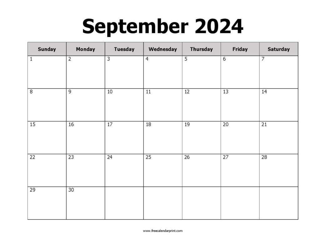 September 2024 Calendar Printable