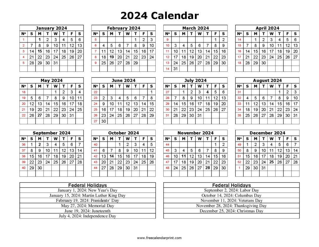 2024 USA Federal Holidays Calendar U.S. Federal Holidays