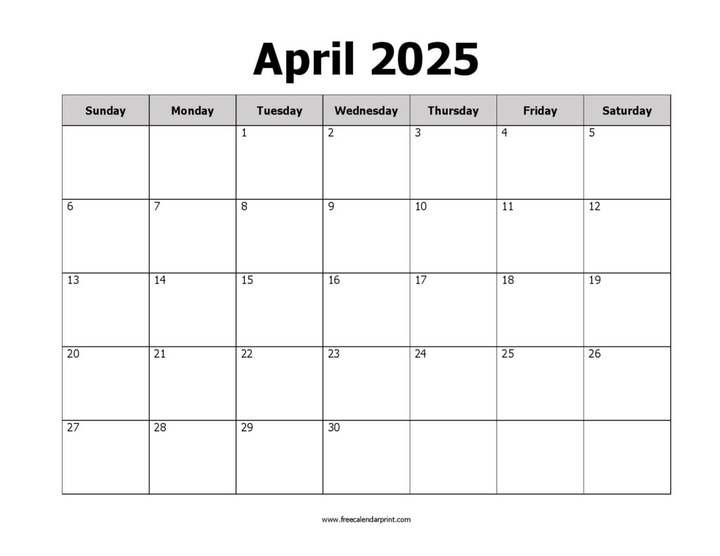 April 2025 Calendar Printable