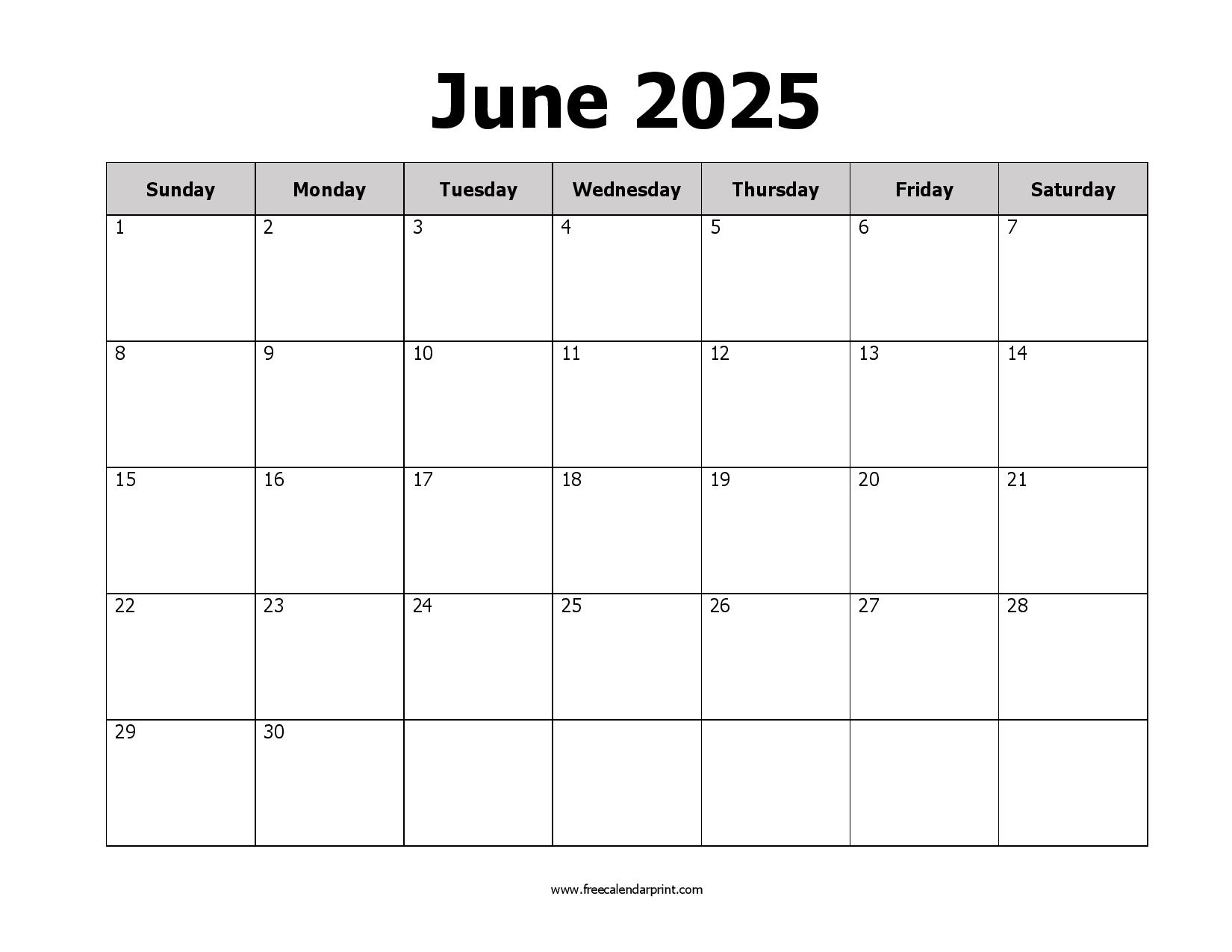 printable June 2025 calendar