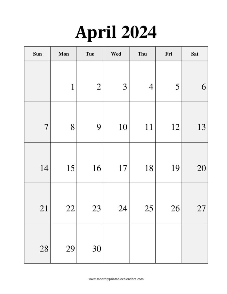 Printable Calendar April 2024