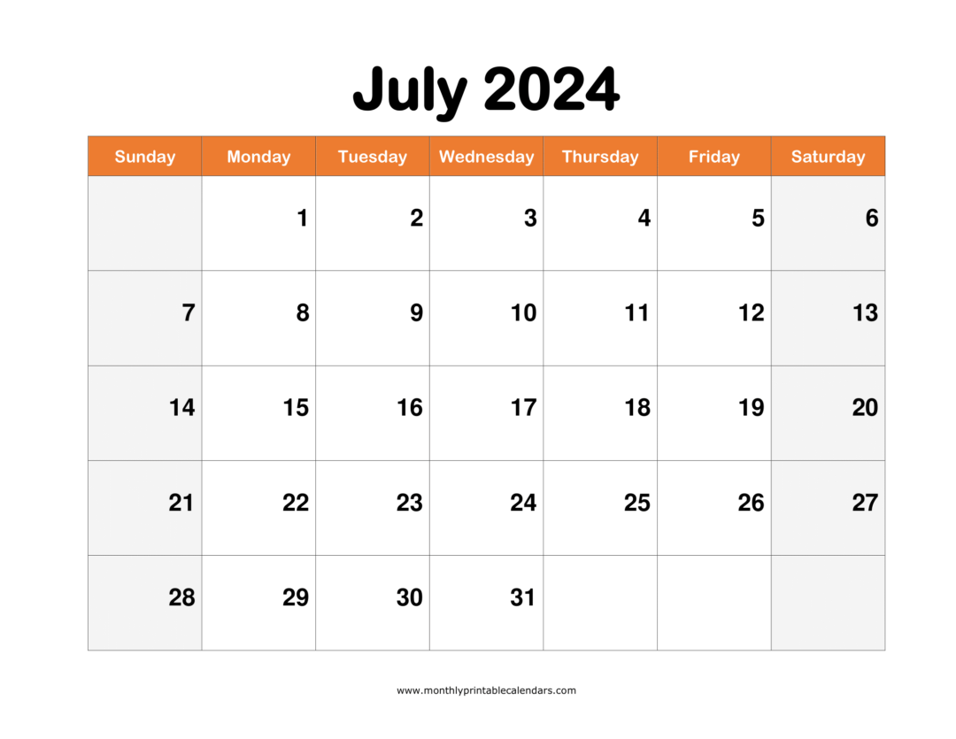 July 2024 Calendar Printable PDF Blank Templates – Print Now