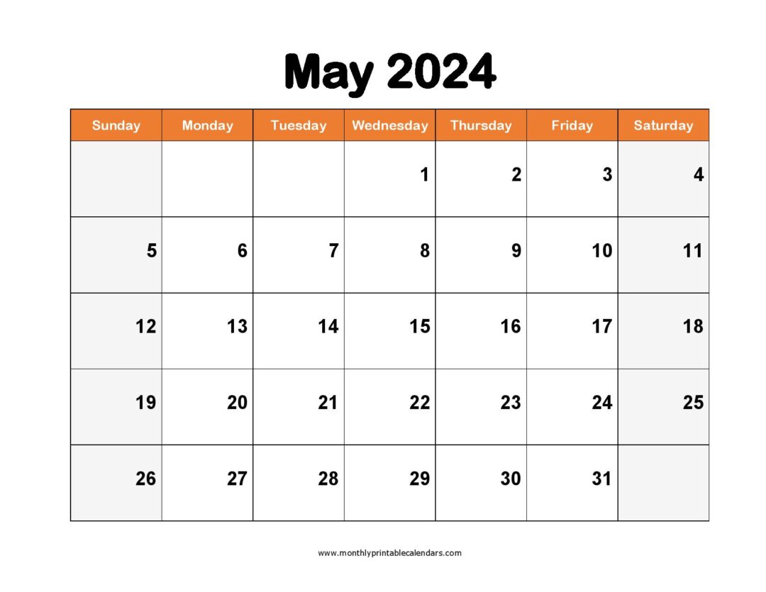 May 2024 Calendar Printable PDF Blank Free Templates