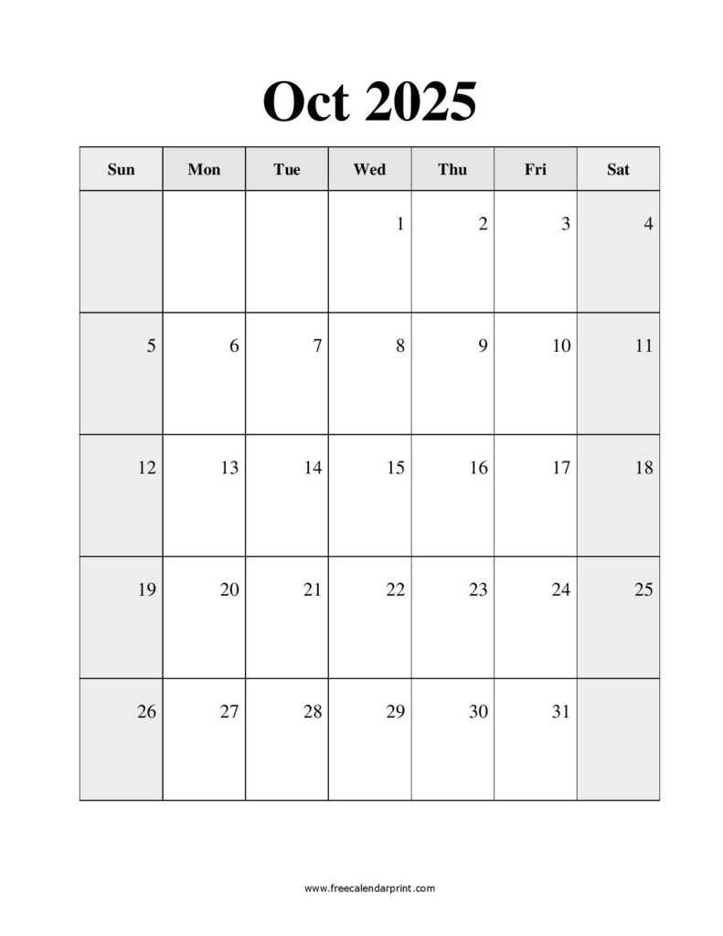 Printable Calendar October 2025