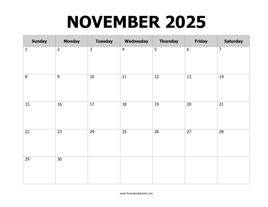 Printable Calendar November 2026