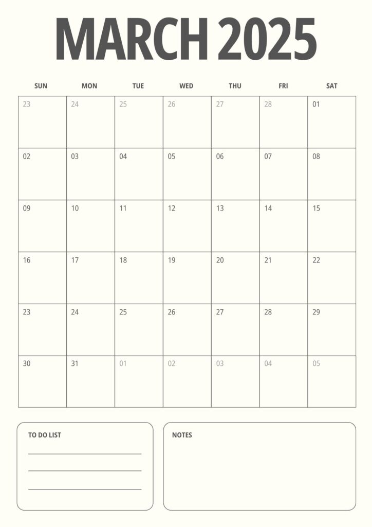 March 2025 calendar template