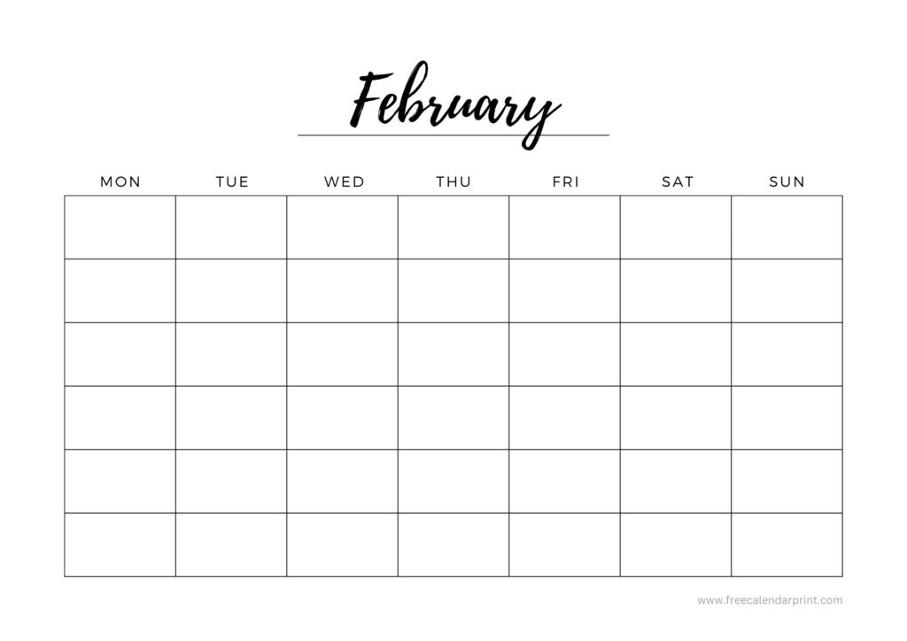 blank February 2025 calendar