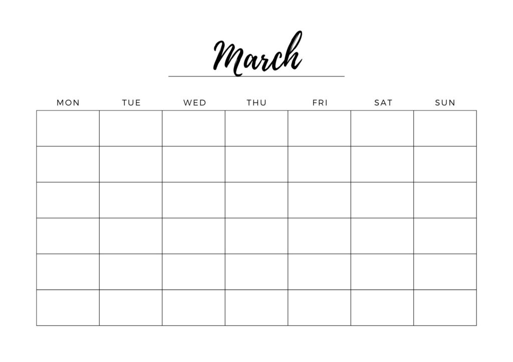 blank March 2025 calendar