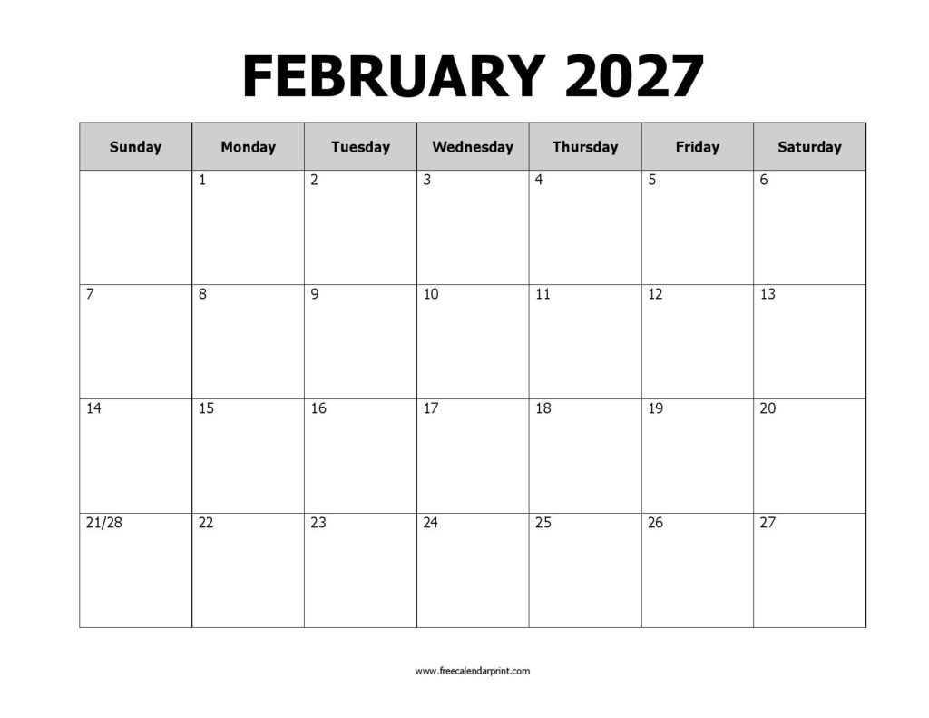 February 2027 Calendar