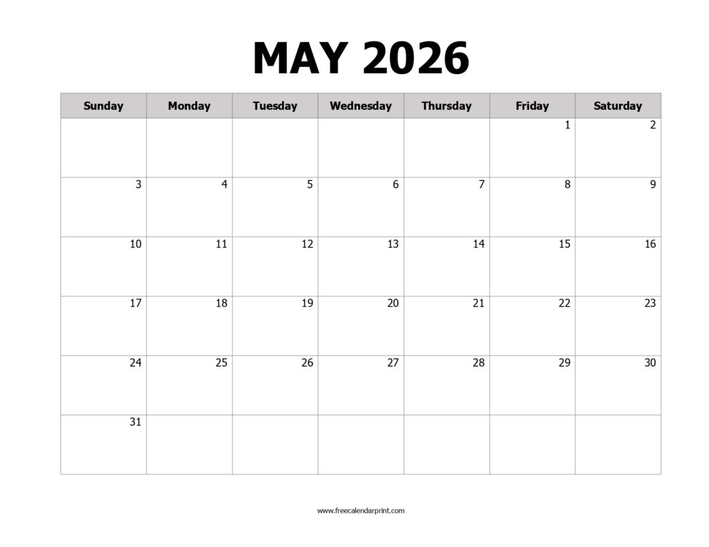 May 2026 Calendar Printable