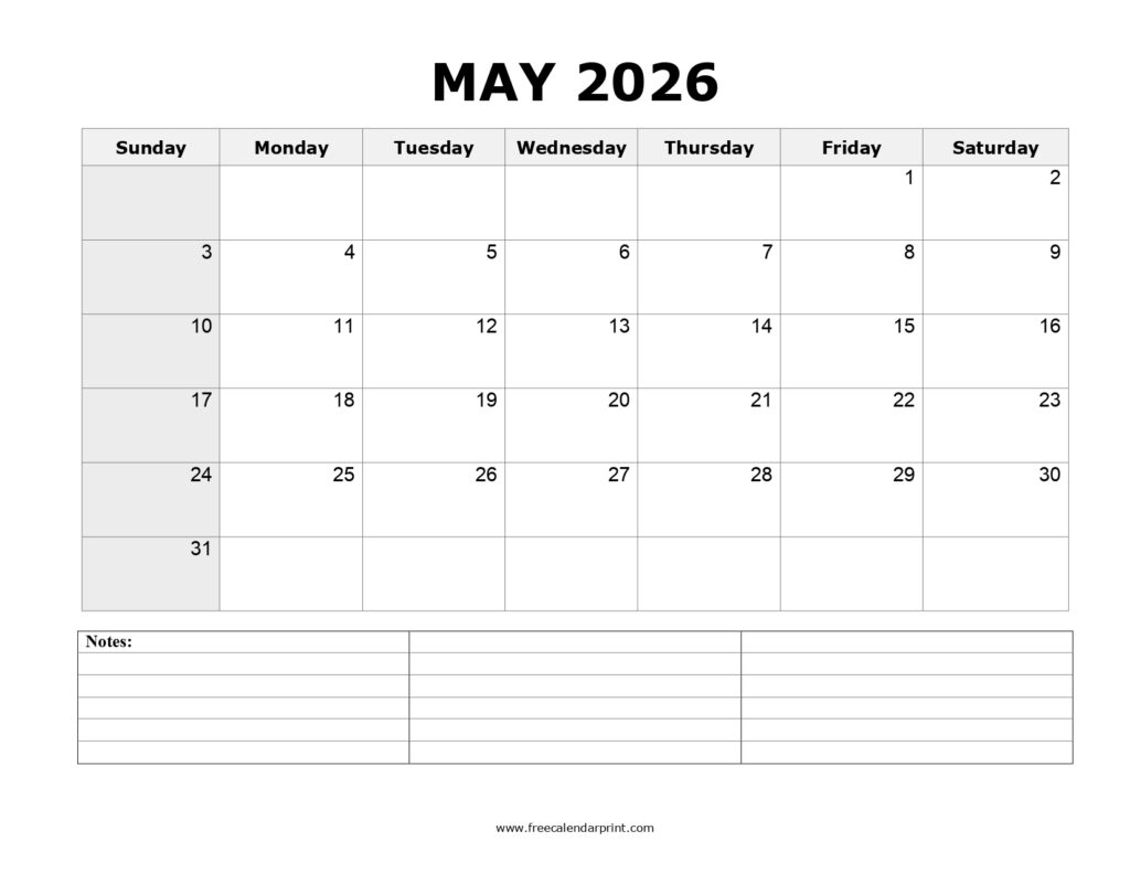 May 2026 Printable Calendar