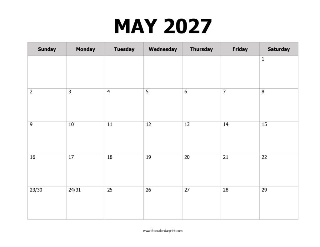 May 2027 Calendar Printable
