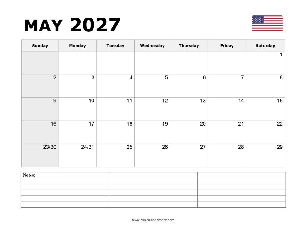 May 2027 Printable Calendar