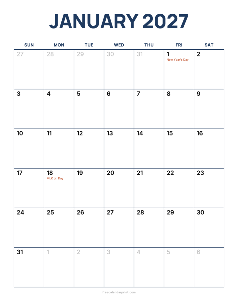 January 2027 calendar printable, january-2027-calendar-bold-open-navy-letter-portrait-sunday